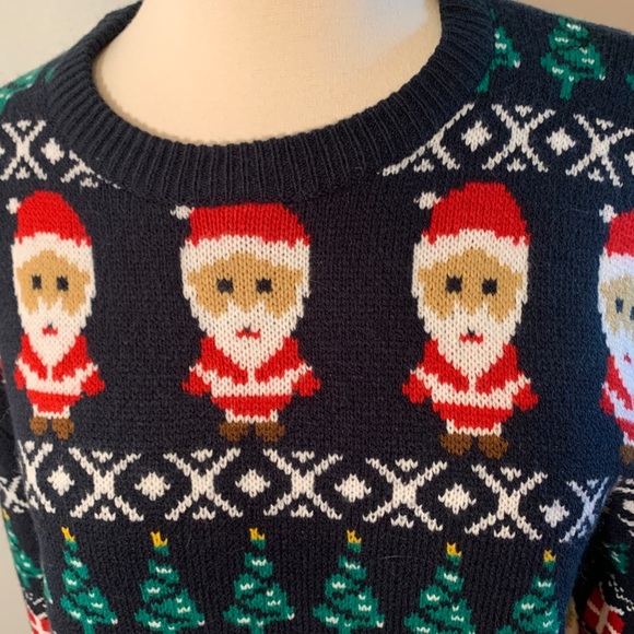 Blue Red Santa Ugly Holiday Christmas Sweater M - Picture 2 of 9